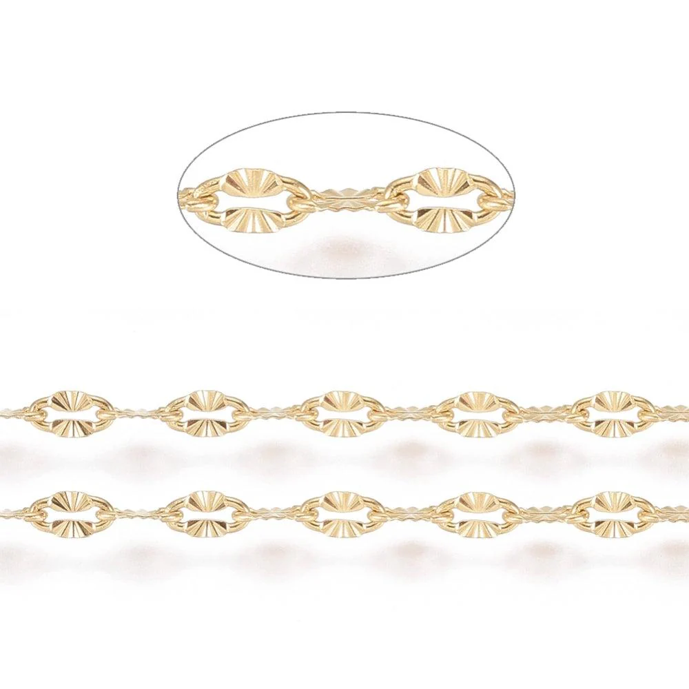 Ketting textuur rond RVS goud 4x2mm - prijs per 10cm - Image 2