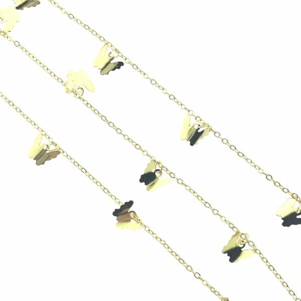 Ketting vlinders gold plated 3x1,5mm - prijs per 10cm