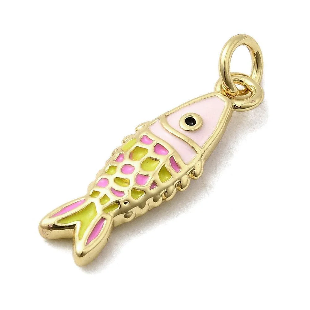 Bedel Vis Emaille met 18K Goud Plating 21mm – per stuk - Image 2