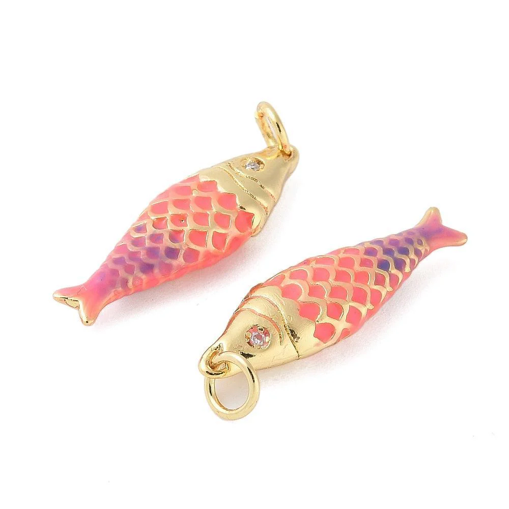 Bedel Vis Emaille met Zirkonia & 18K Goud Plating 25,5mm – per stuk - Image 2