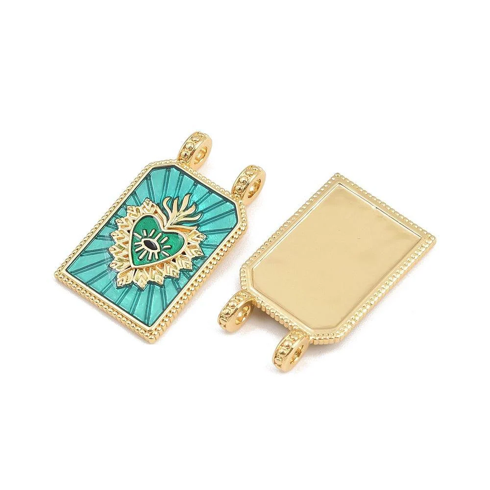Bedel Rechthoek Sacred Heart Emaille met 18K Goud Plating 29mm – per stuk - Image 2