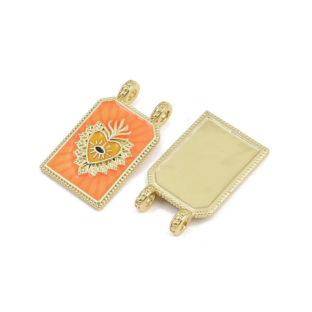 Bedel Rechthoek Sacred Heart Emaille met 18K Goud Plating 29mm – per stuk - Image 2