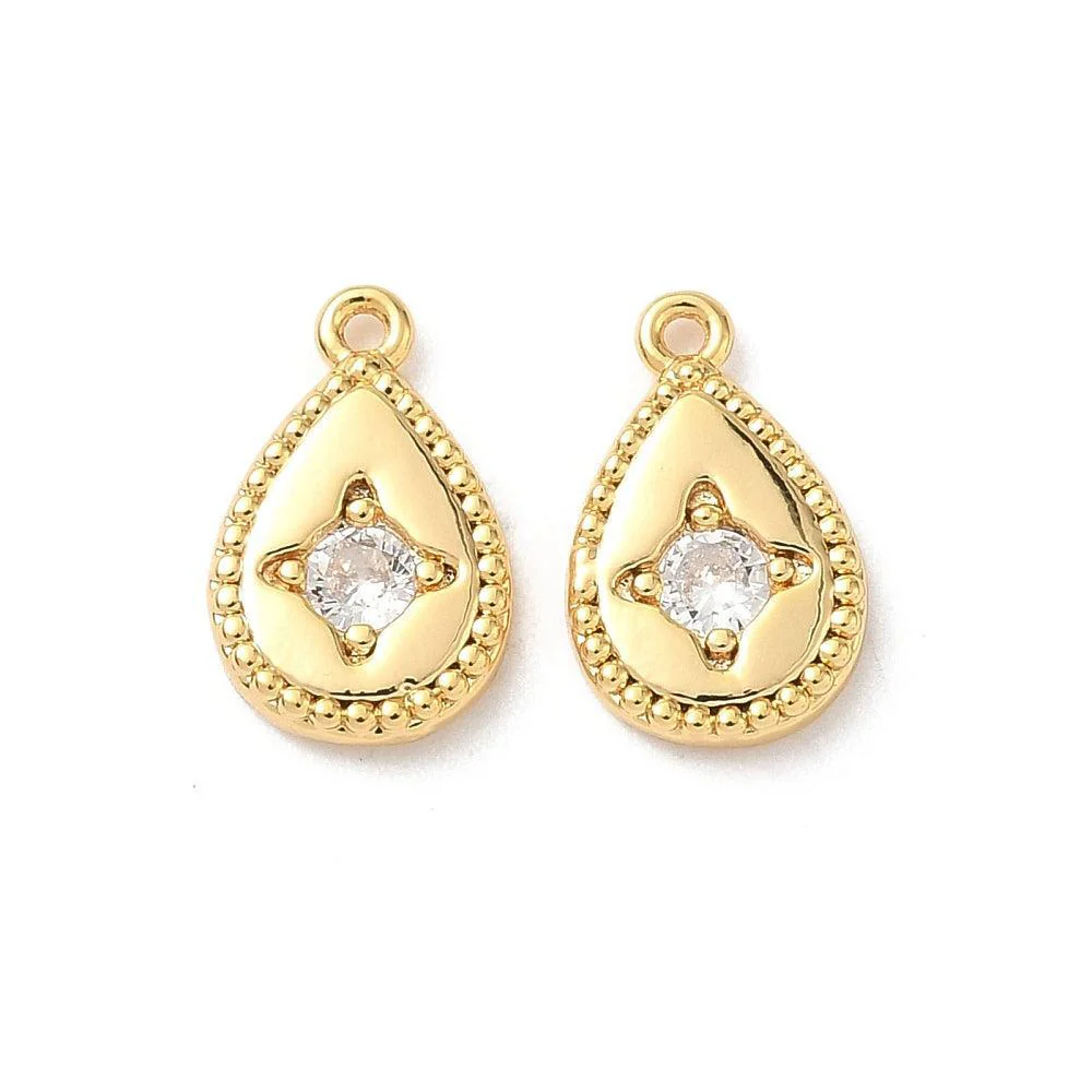 Bedel Druppel Zirkonia met 18K Goud Plating 13mm – per stuk