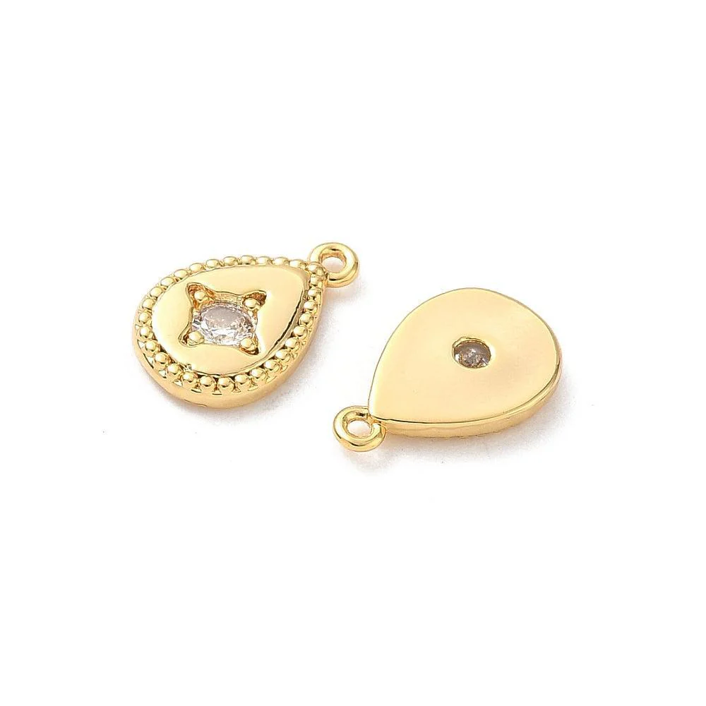 Bedel Druppel Zirkonia met 18K Goud Plating 13mm – per stuk - Image 2