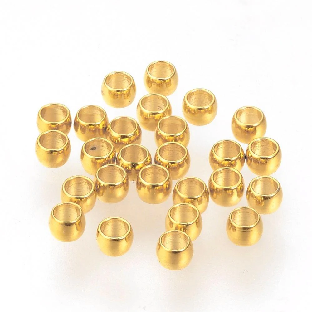 Knijpkraal stainless steel 24K goud 2mm- per 18 stuks