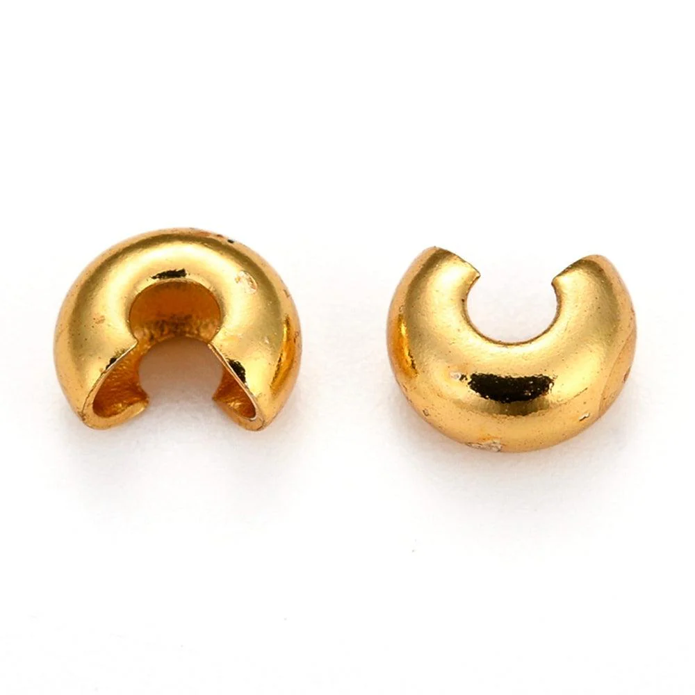 Knijpkraalverberger 18K goud 3mm- per 4 stuks