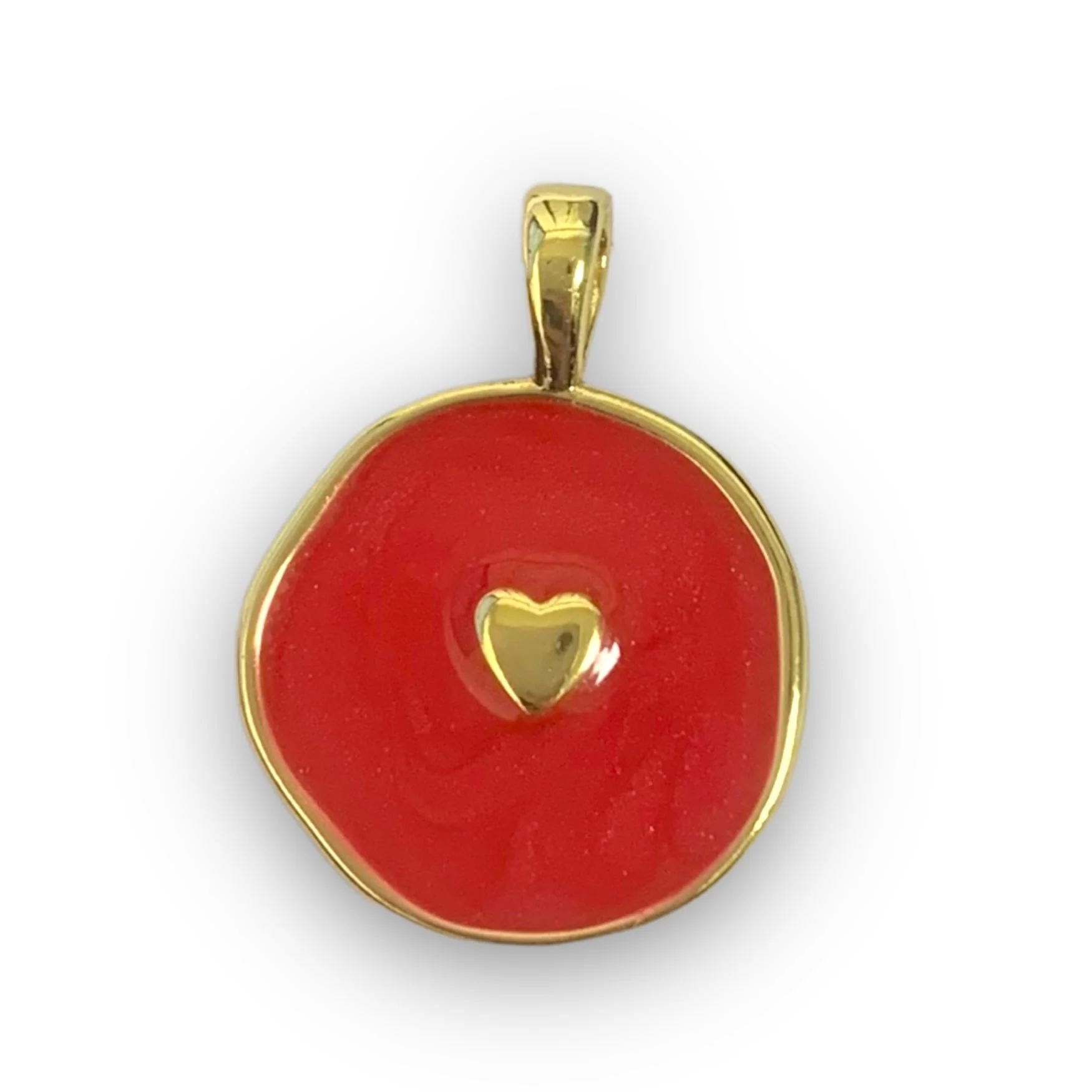 Bedel emaille hartje roze rood 19x14mm