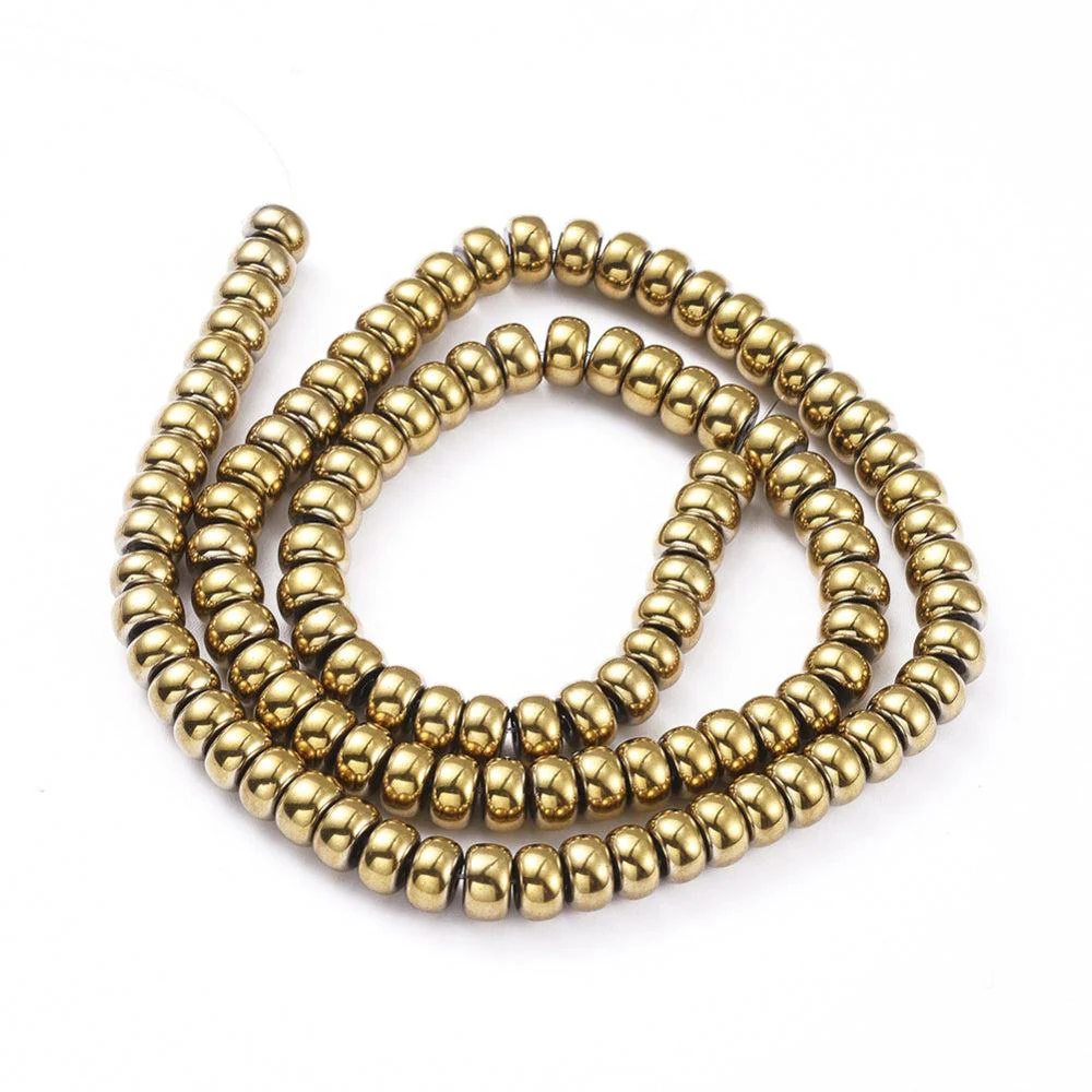 Edelsteen disc hematiet gold plated 6x3,5mm - 20 stuks - Image 2