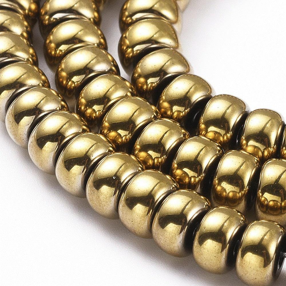Edelsteen disc hematiet gold plated 6x3,5mm - 20 stuks - Image 3