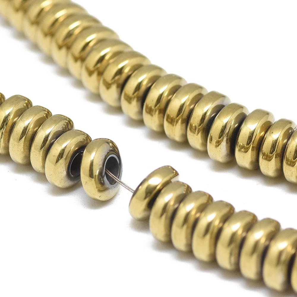 Edelsteen disc hematiet gold plated 6x2,5mm - 20 stuks - Image 2