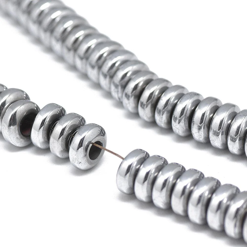 Edelsteen disc hematiet platinum plated 6x2,5mm - 20 stuks - Image 2