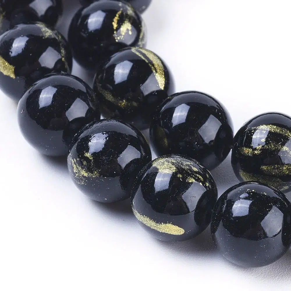 Edelsteen jade zwart goud 4mm - 10 stuks - Image 3