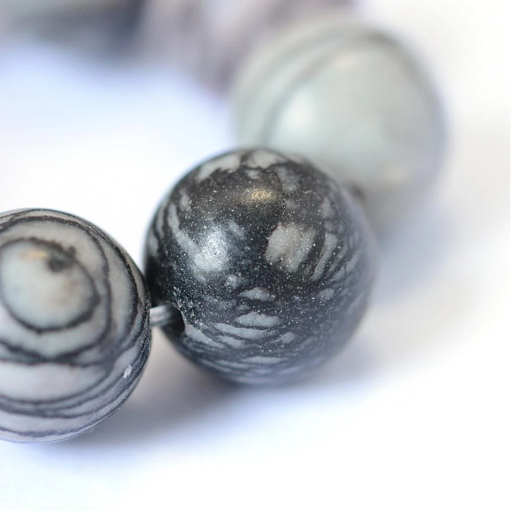 Edelsteen natural black silk stone grijs 6mm - 15 stuks - Image 2