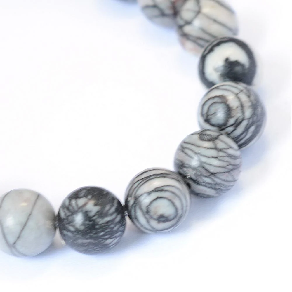 Edelsteen natural black silk stone grijs 6mm - 15 stuks - Image 3