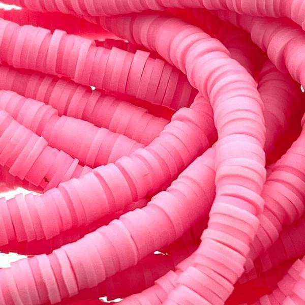 Disc kralen polymeer 6x1mm Pink - ±400 stuks