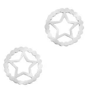 Tussenzetsel star Stainless steel Zilver (RVS) 12mm