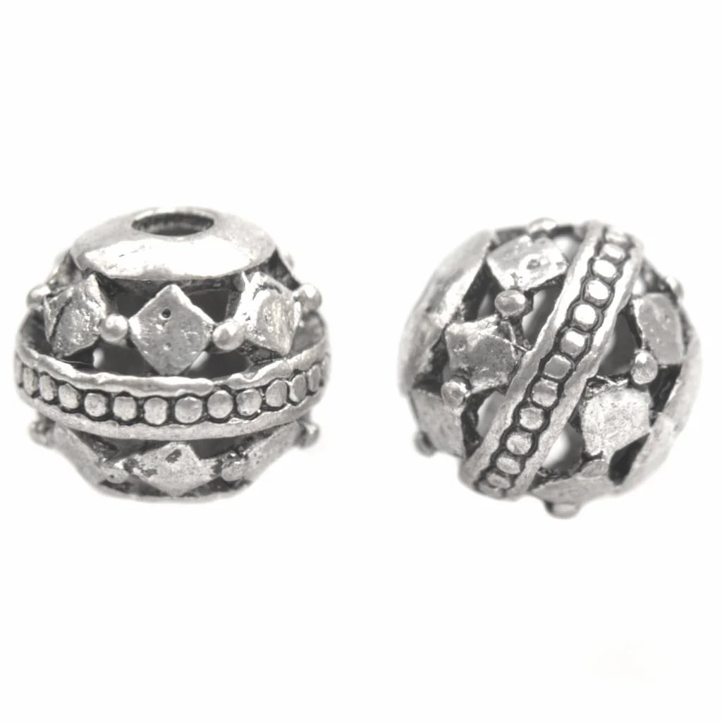 Kraal Ø1,5mm hollow ruitjes Zilver 8,5x8,5mm
