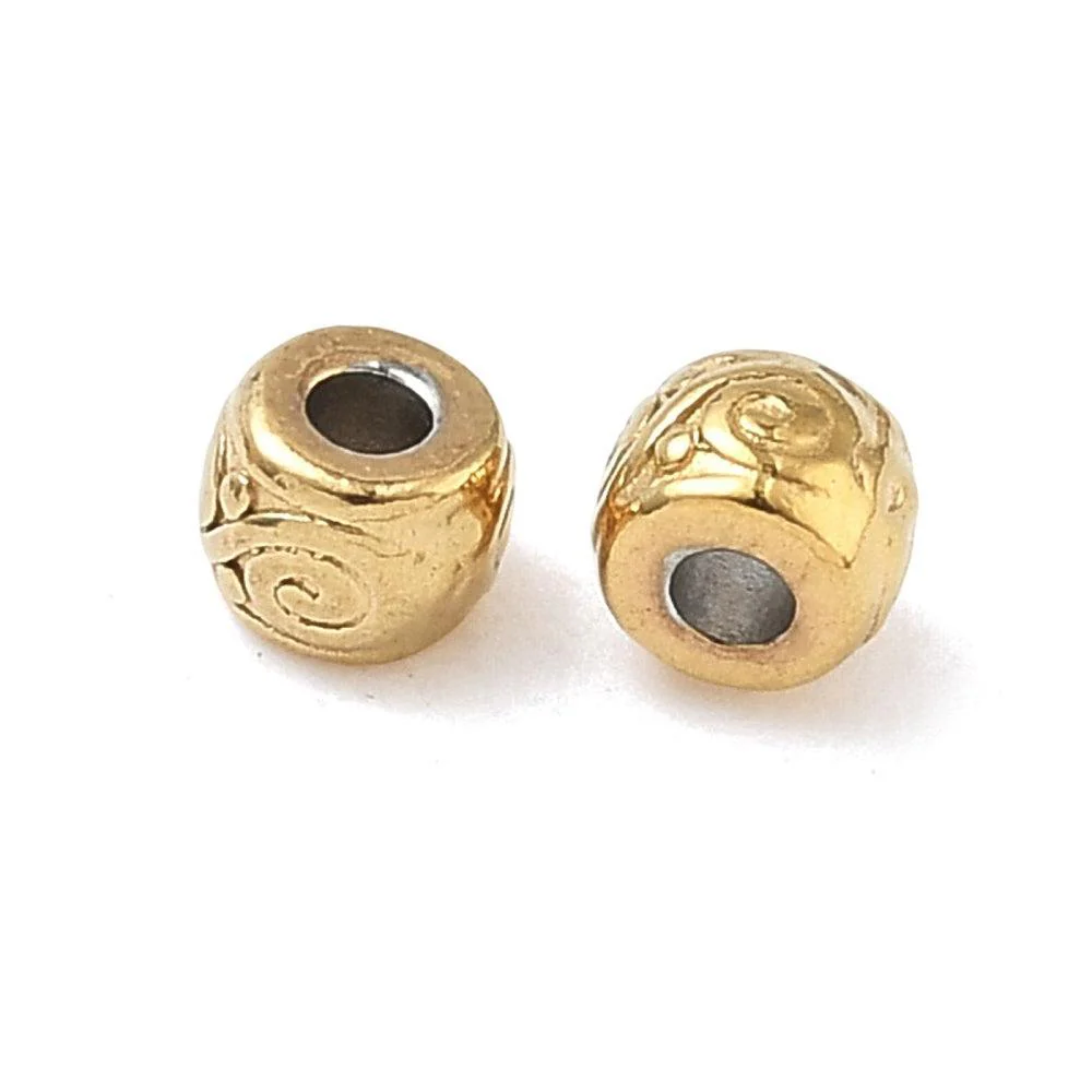 Kraal barrel RVS premium 18K goud 4mm - per stuk