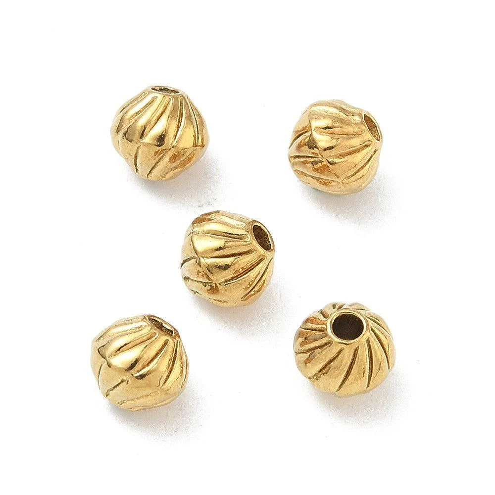 Kraal bicone twist Premium RVS 18K Gold plated 6mm - per stuk - Image 2