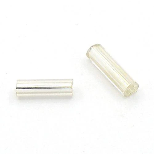 Kraal bugles 6x1.8mm Silverlined white - 5 gram - Image 2