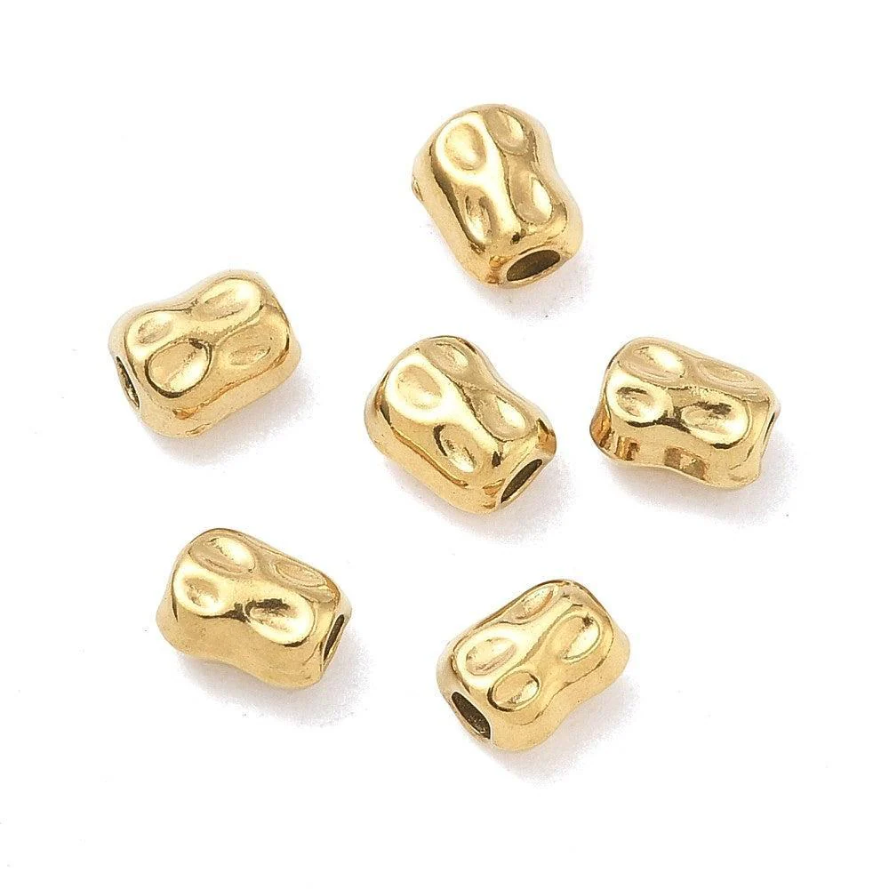 Kraal buisje textuur Premium RVS 18K Gold plated 6x4mm - per stuk - Image 2