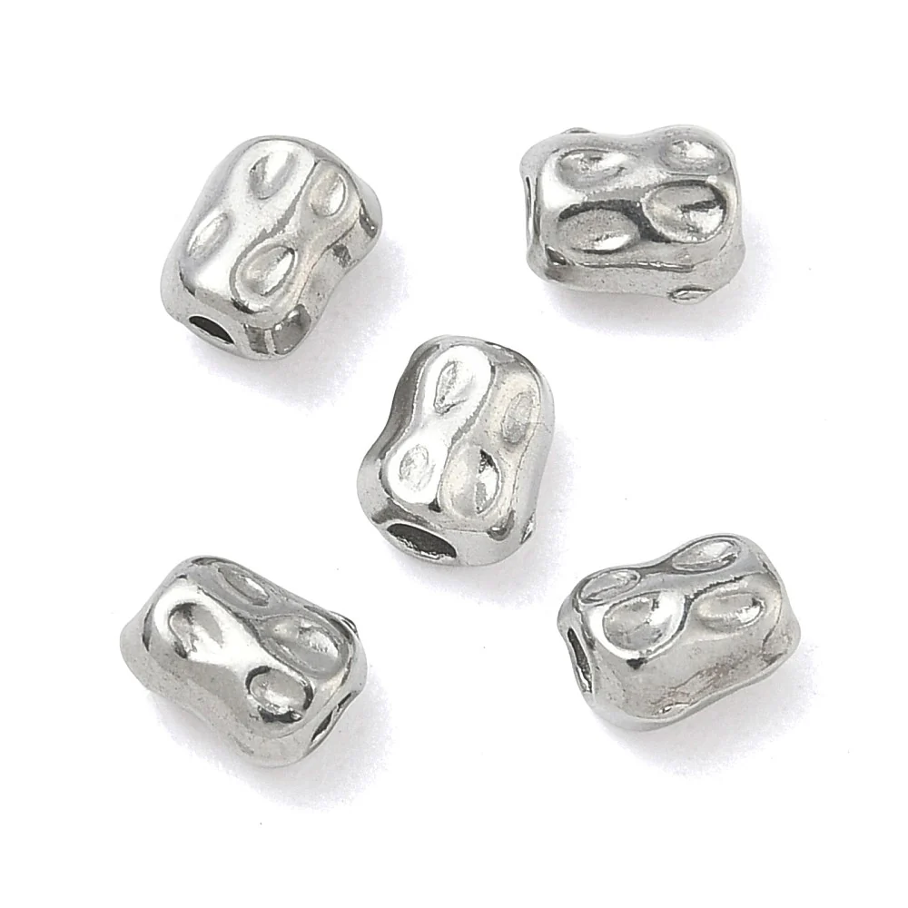 Kraal buisje textuur RVS Zilver 6x4mm - per stuk - Image 2