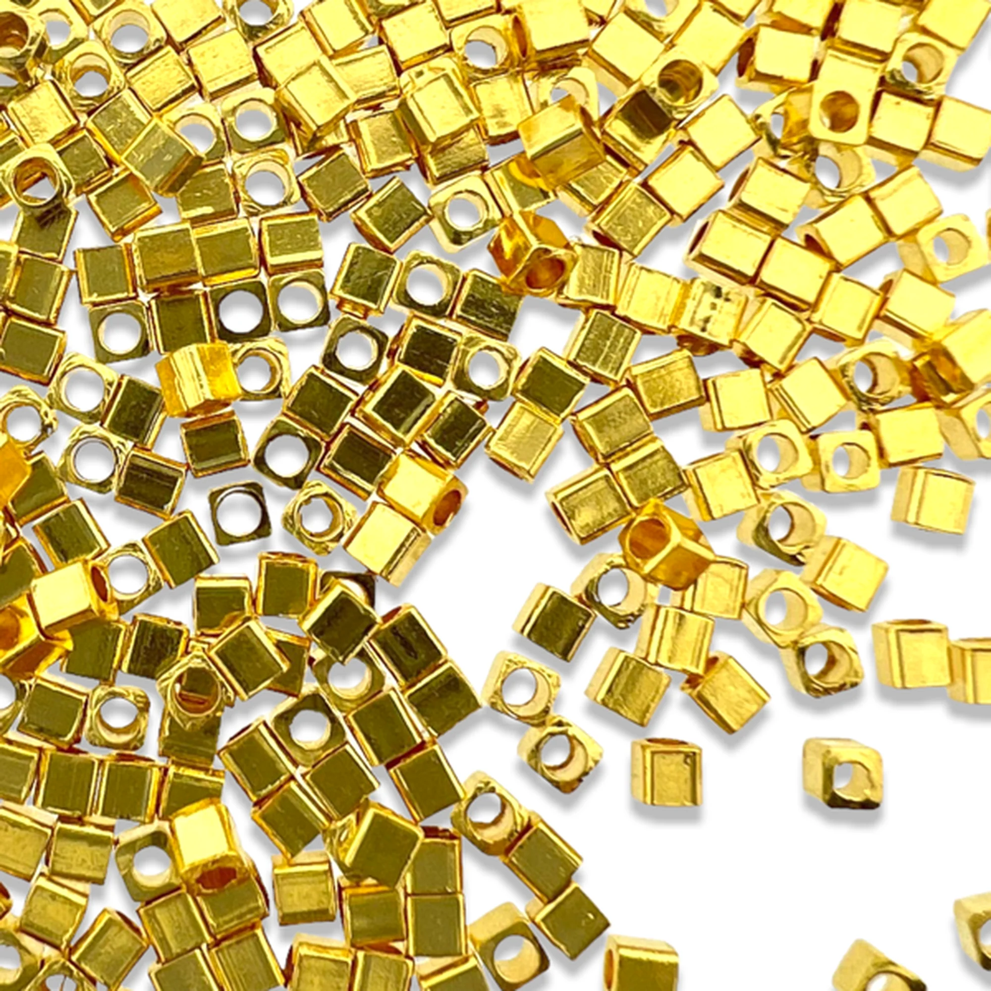 Kraal cube mini Ø0,8mm Goud DQ 1,5mm - 20 stuks