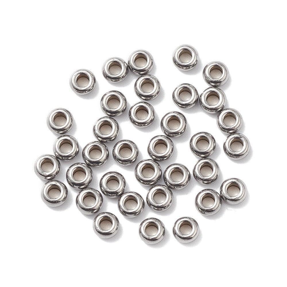 Kraal disc rond RVS zilver 4mm - per stuk - Image 2