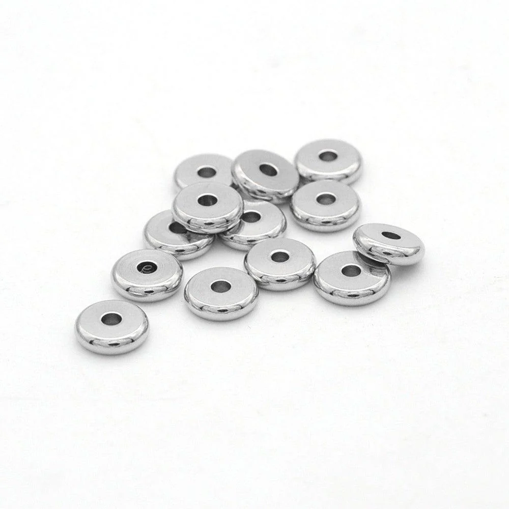 Kraal disc rond RVS zilver 6mm - per stuk - Image 2