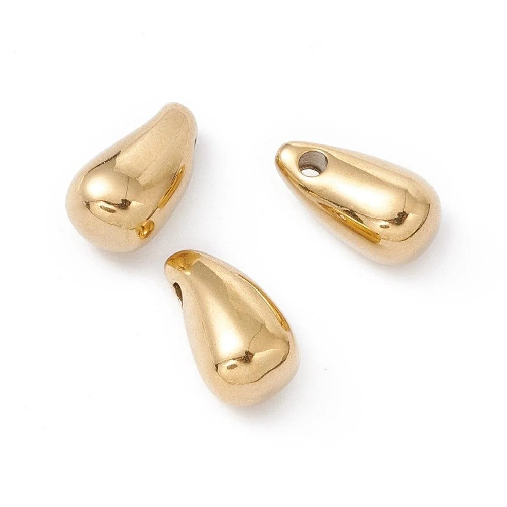 Kraal druppel Premium RVS 24K Gold plated 11mm - per stuk - Image 2