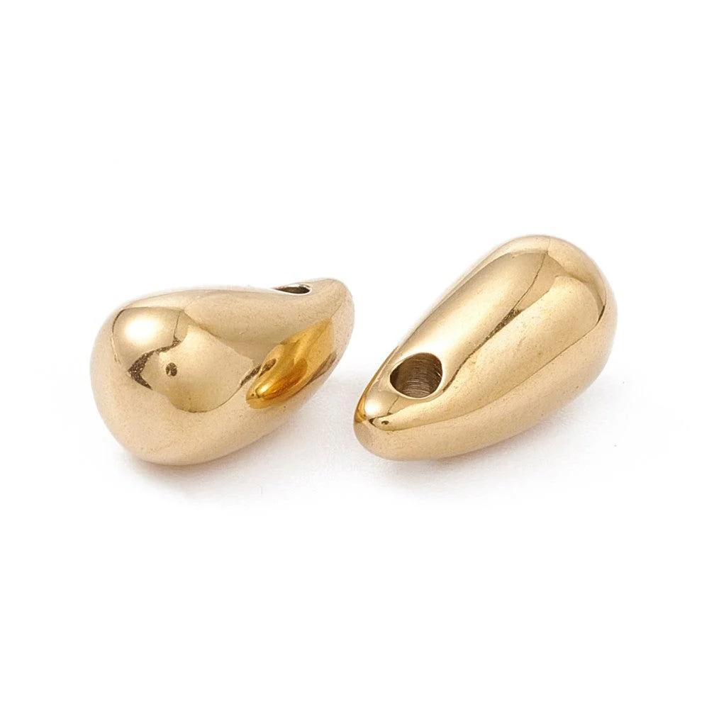 Kraal druppel Premium RVS 24K Gold plated 11mm - per stuk - Image 3