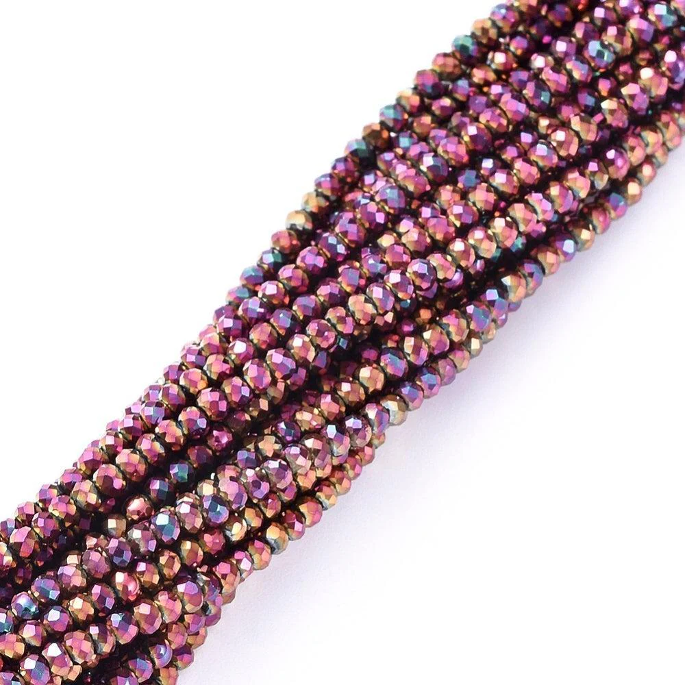 Kraal facet AB rondelle purple 2mm - ±200 stuks - Image 3