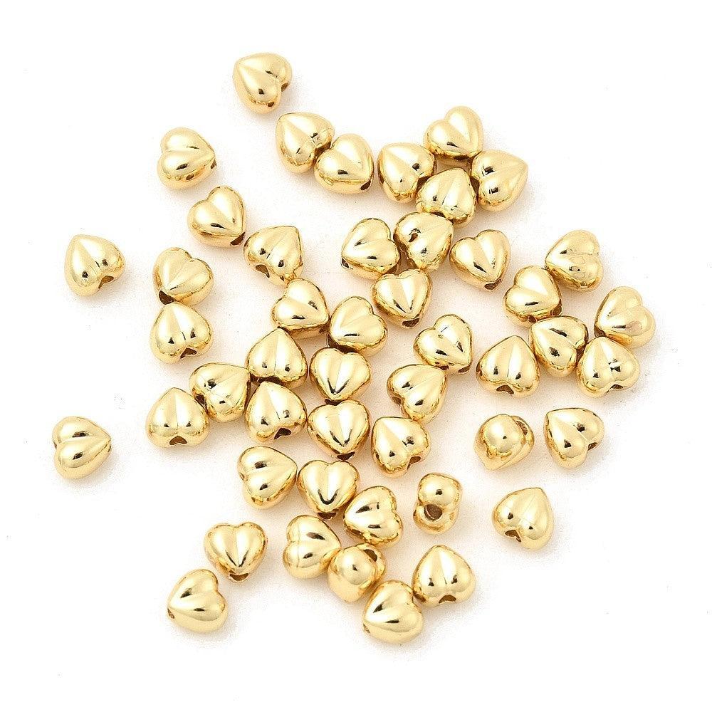 Kraal hartje brass 18K Gold plated 5mm - per stuk - Image 2