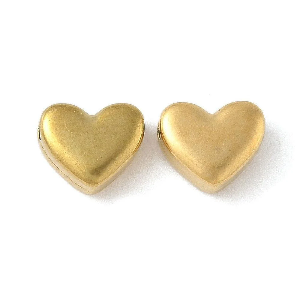 Kraal hartje Premium RVS 18K Gold plated 8mm - per stuk - Image 2