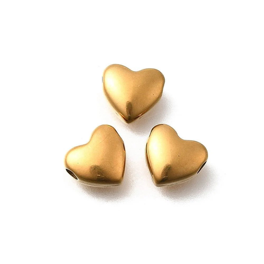 Kraal hartje Premium RVS Goud 7mm - per stuk - Image 2