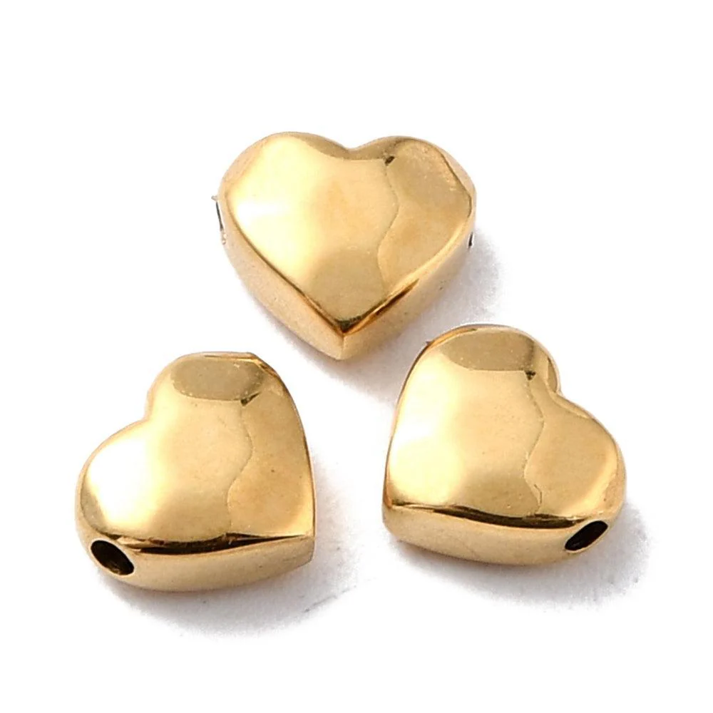 Kraal hartje RVS 316 premium goud 8mm - per stuk - Image 3