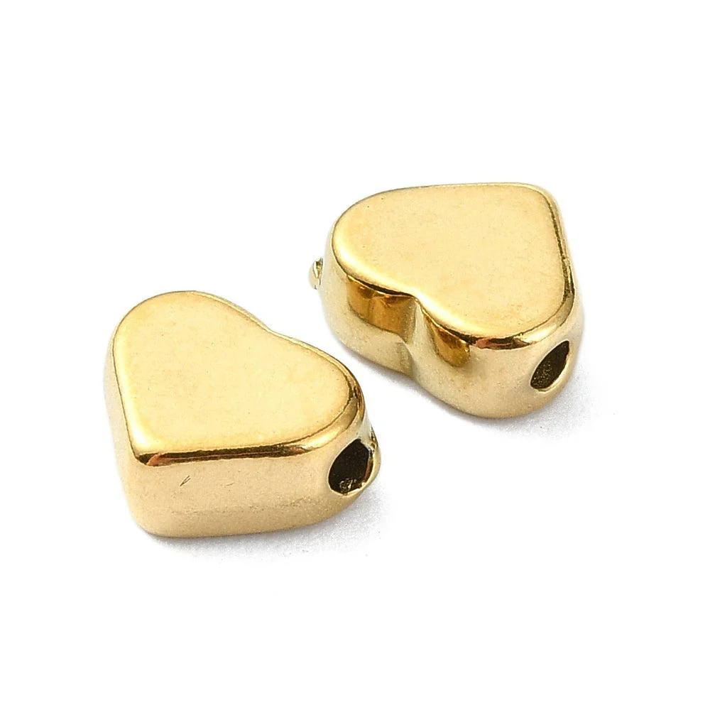 Kraal hartje RVS premium 18K goud 7mm - per stuk - Image 2