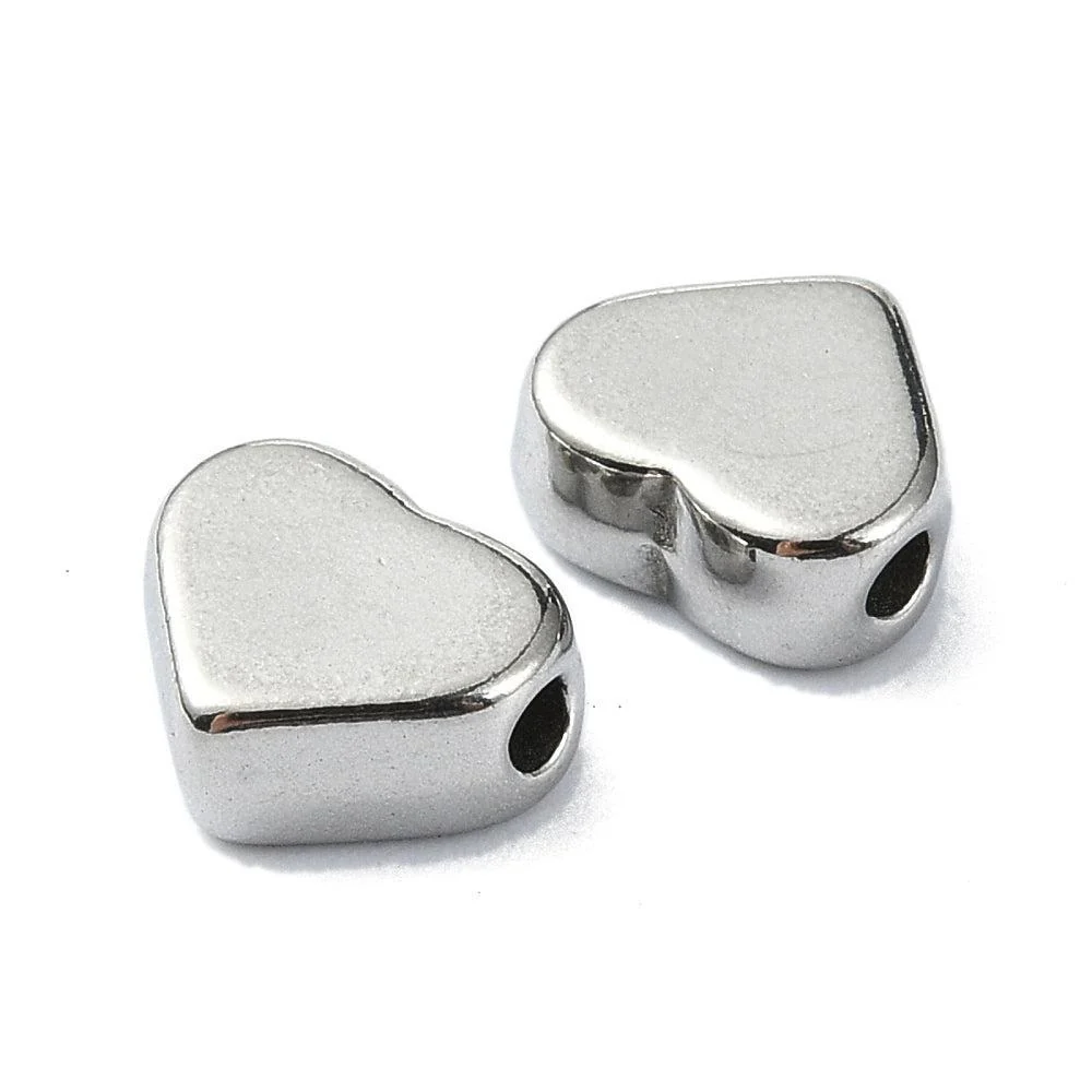 Kraal hartje RVS zilver 7mm - per stuk - Image 2