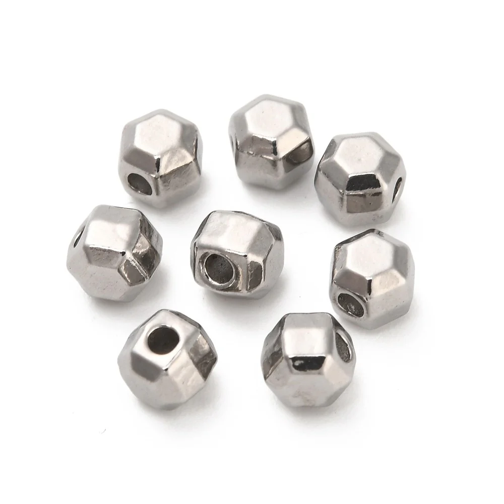 Kraal hexagon facet RVS Zilver 5mm - per stuk - Image 2