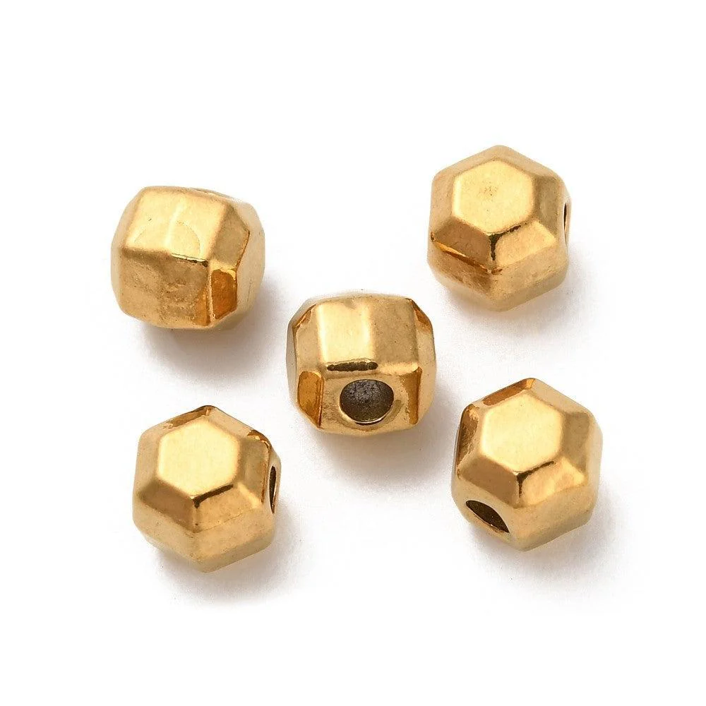 Kraal hexagon Premium RVS 18K Gold plated 5mm - per stuk - Image 2