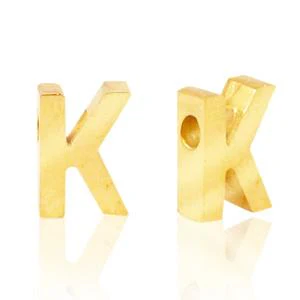 Kraal Initial letter Ø1,8mm Stainless steel Goud (rvs) 8x5mm - Image 11