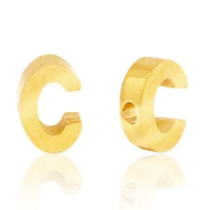 Kraal Initial letter Ø1,8mm Stainless steel Goud (rvs) 8x5mm - Image 3