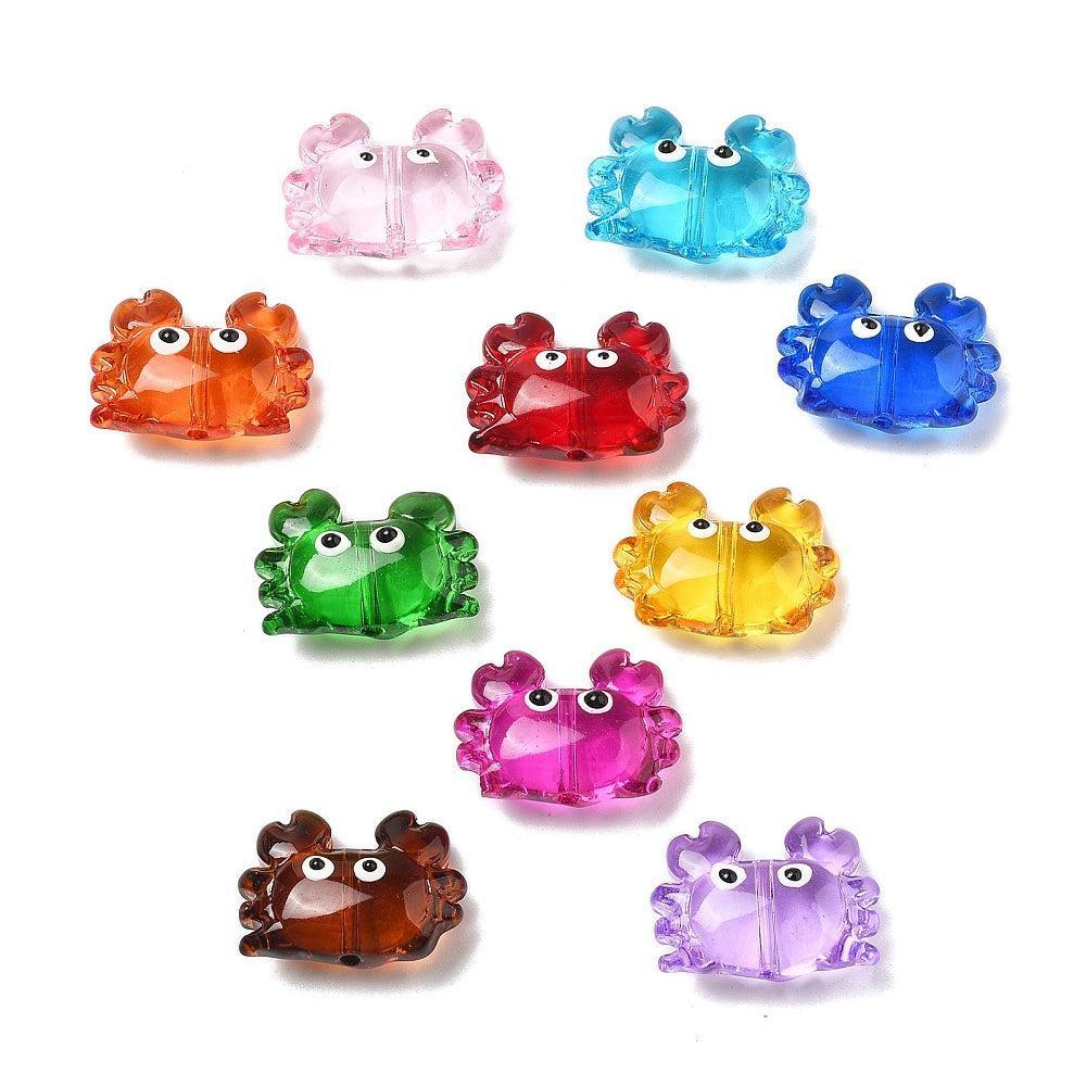Kraal lampwork krab gekleurd 15mm- per stuk
