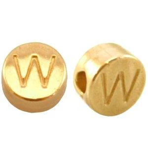 Kraal letter 'W' Ø2mm Goud DQ 7mm