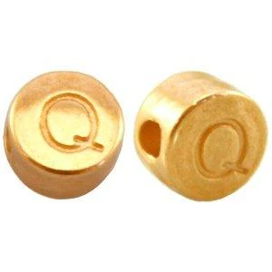 Kraal letter 'Q' Ø2mm Goud DQ 7mm