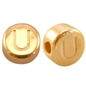 Kraal letter 'U' Ø2mm Goud DQ 7mm