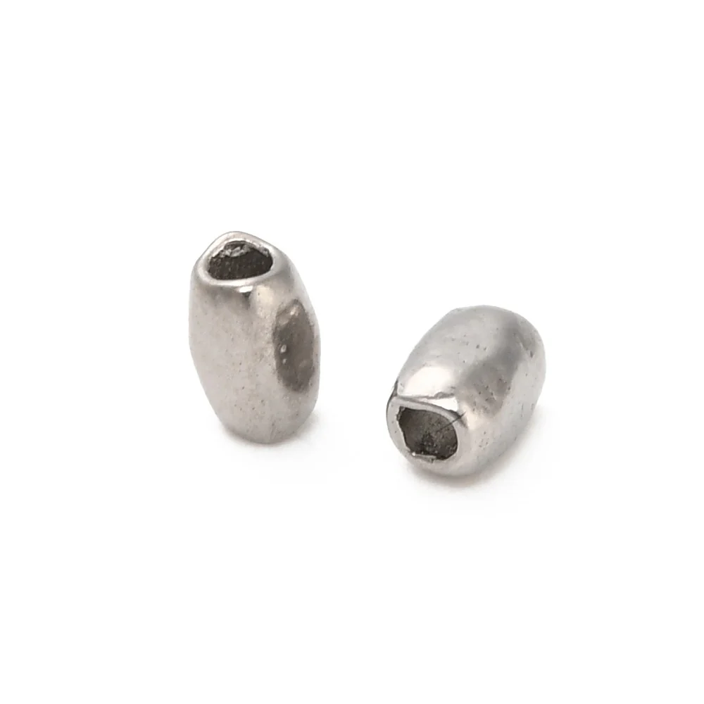 Kraal ovaal RVS Zilver 3x2mm - per stuk