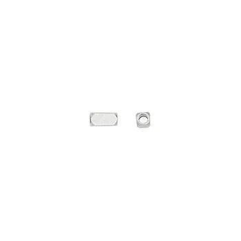 Kraal rechthoek brass zilver 4mm - per stuk