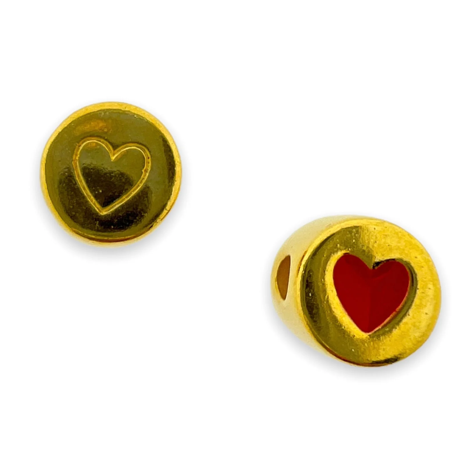 Kraal rond hart rood Goud 24K DQ Ø3mm 9mm