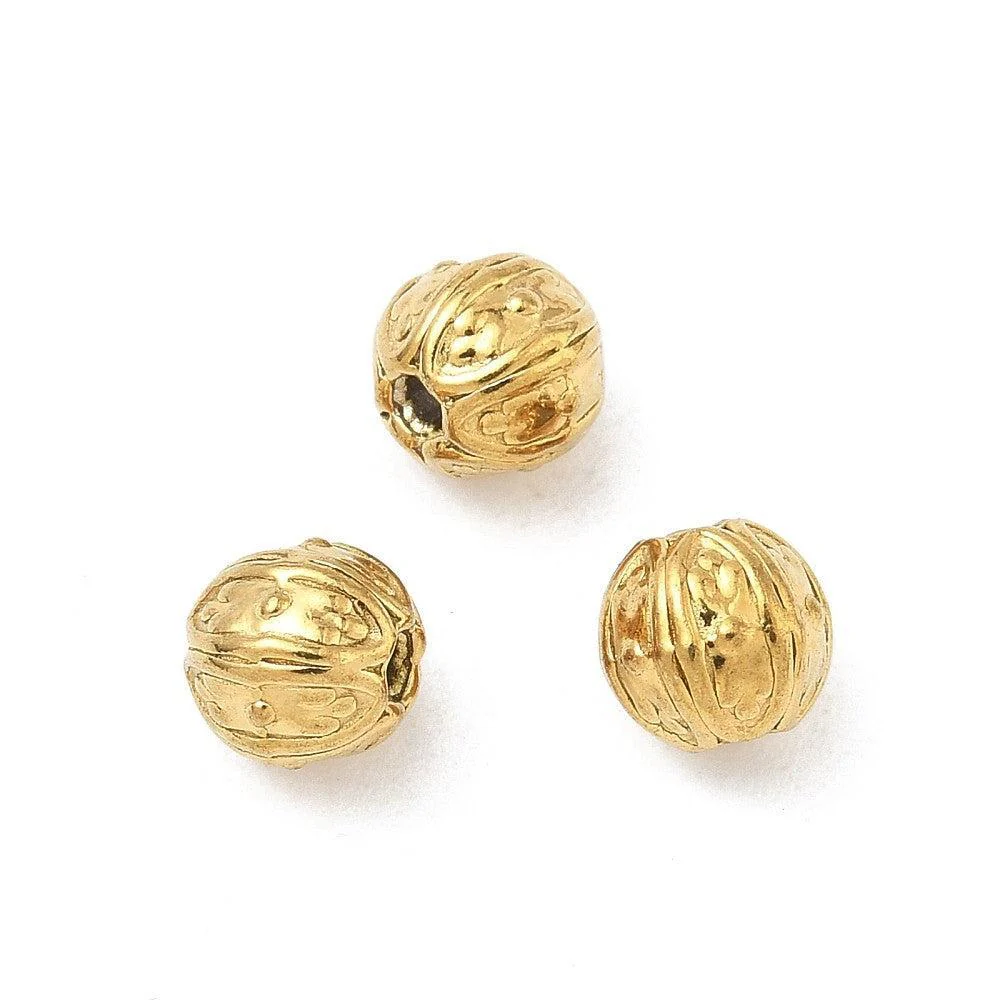 Kraal rond motief Premium RVS 18K Gold plated 6mm - per stuk - Image 2
